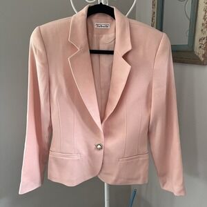 VTG Talbots Blazer Womens 4 Pink Pure‎ Wool Suit Jacket Office Core Academia Y2K